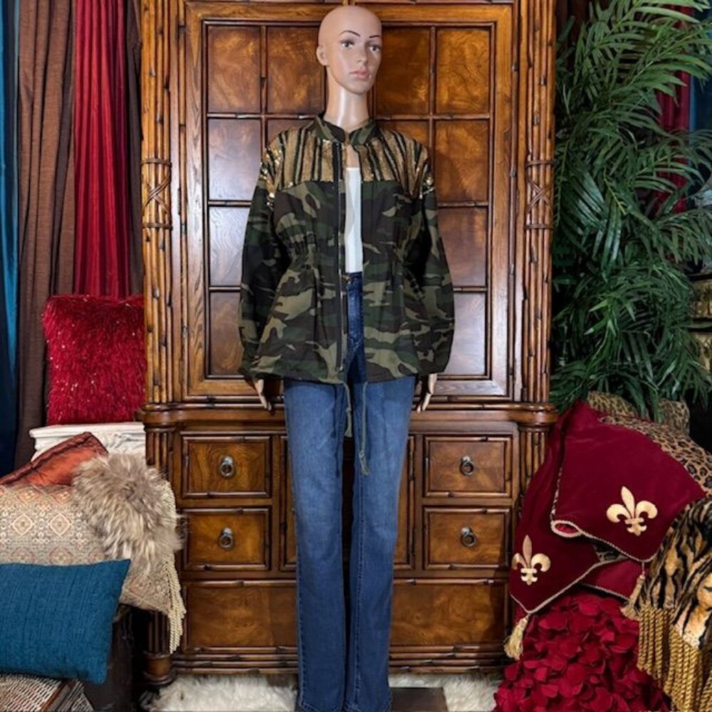 Nwot Camo Stripe Sequin Drawstring Adjustable Bub… - image 7